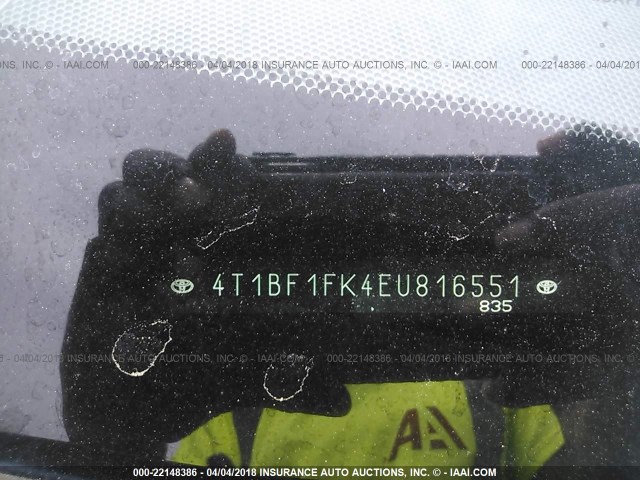 4T1BF1FK4EU816551 - 2014 TOYOTA CAMRY L/SE/LE/XLE 红色 照片 9