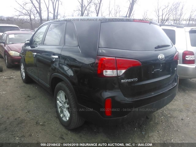 5XYKT3A65EG472877 - 2014 KIA SORENTO LX BLACK photo 3