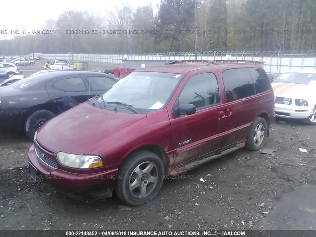 4N2XN11T2YD847182 - 2000 NISSAN QUEST SE/GLE/GXE BURGUNDY photo 2