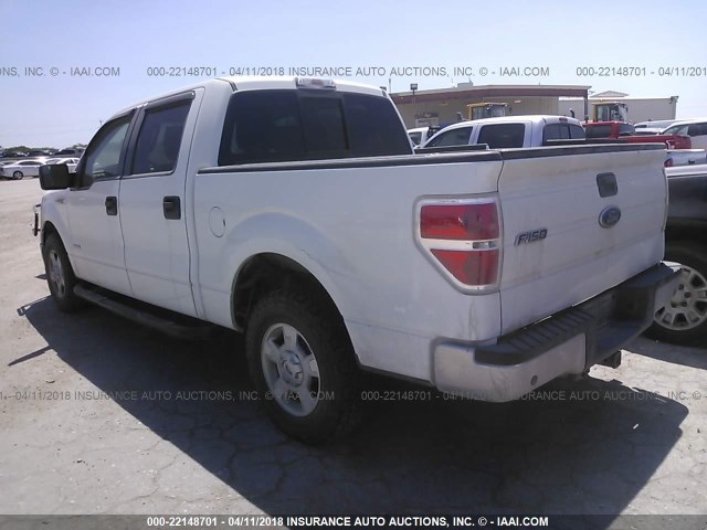 1FTFW1CT2DFA32262 - 2013 FORD F150 SUPERCREW WHITE photo 3