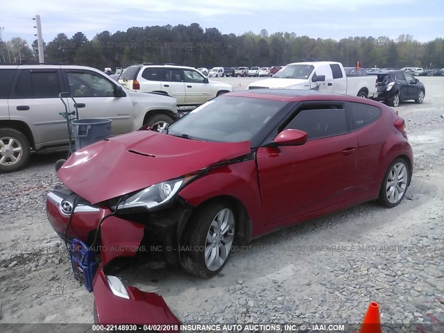 KMHTC6AD3DU157024 - 2013 HYUNDAI VELOSTER RED photo 2