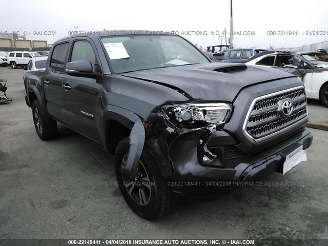 5TFCZ5ANXGX002401 - 2016 TOYOTA TACOMA DBL CAB/SR/SR5/TRD SPT/OR GRAY photo 1