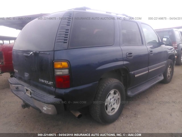 1GNEC13T05R150077 - 2005 CHEVROLET TAHOE C1500 BLUE photo 4