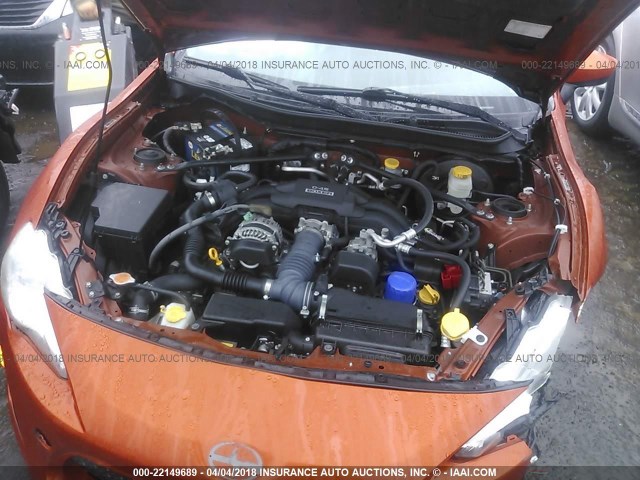 JF1ZNAA15D1700074 - 2013 TOYOTA SCION FR-S ნარინჯისფერი ფოტო 10