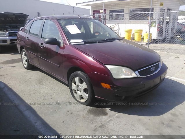 1FAHP34N27W157600 - 2007 FORD FOCUS ZX4/S/SE/SES MAROON photo 1