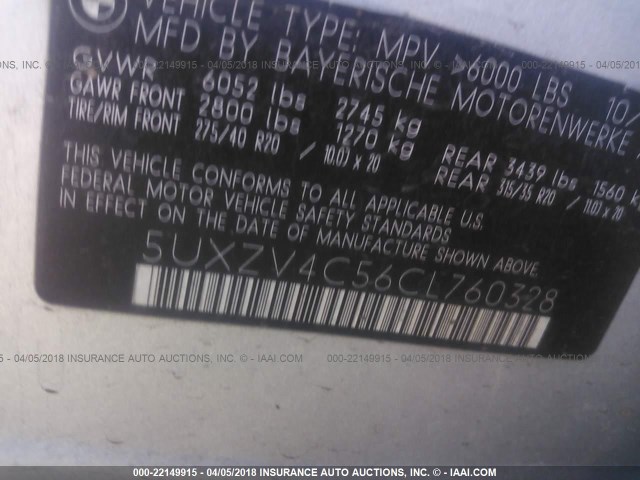 5UXZV4C56CL760328 - 2012 BMW X5 XDRIVE35I Gümüş fotoğraf 9