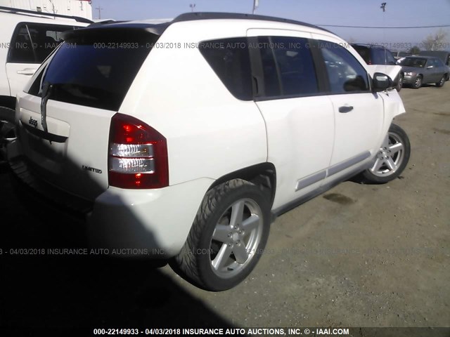 1J8FT57W77D222779 - 2007 JEEP COMPASS LIMITED WHITE photo 4