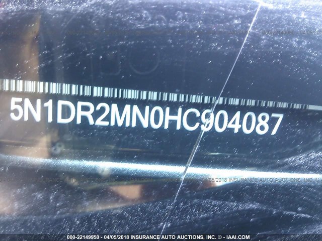 5N1DR2MN0HC904087 - 2017 NISSAN PATHFINDER S/SV/SL/PLATINUM 灰色 照片 9