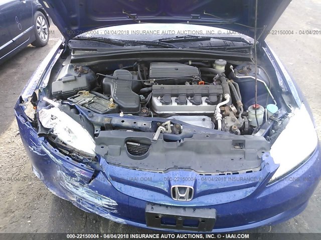 2HGES16375H534768 - 2005 HONDA CIVIC DX VP BLUE photo 10
