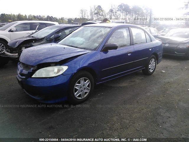 2HGES16375H534768 - 2005 HONDA CIVIC DX VP BLUE photo 2