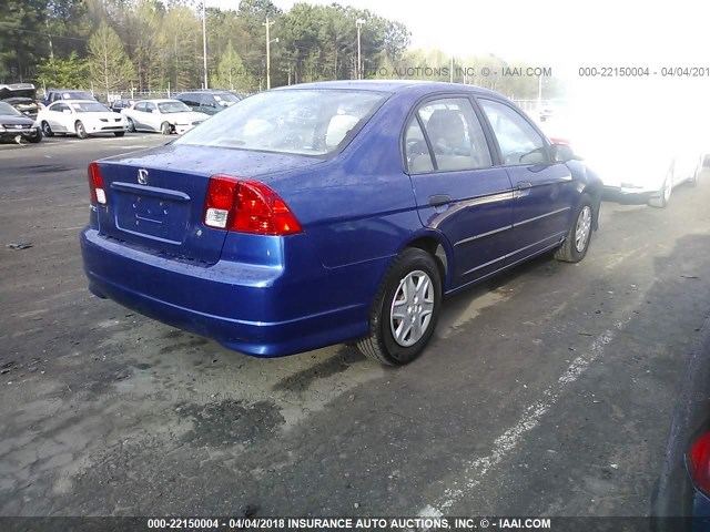 2HGES16375H534768 - 2005 HONDA CIVIC DX VP BLUE photo 4