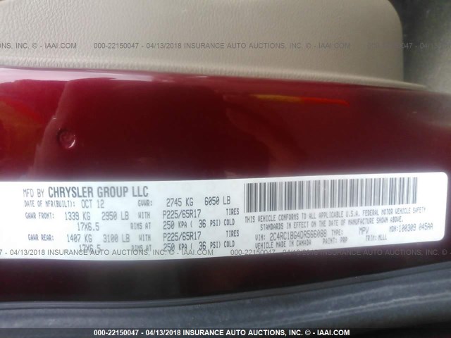 2C4RC1BG4DR566088 - 2013 CHRYSLER TOWN & COUNTRY TOURING MAROON photo 9