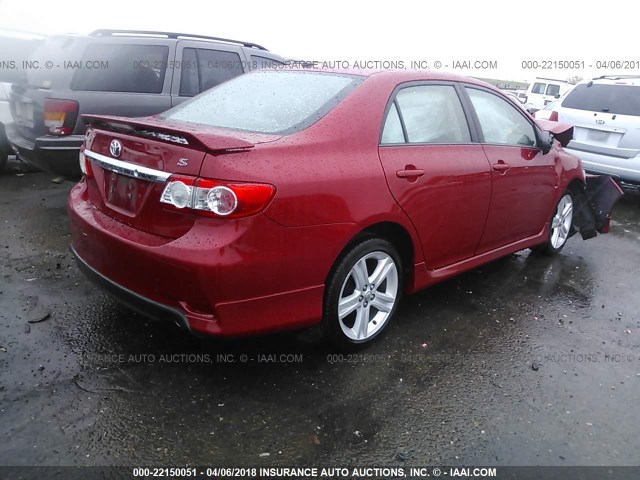 5YFBU4EE7DP125839 - 2013 TOYOTA COROLLA S/LE RED photo 4