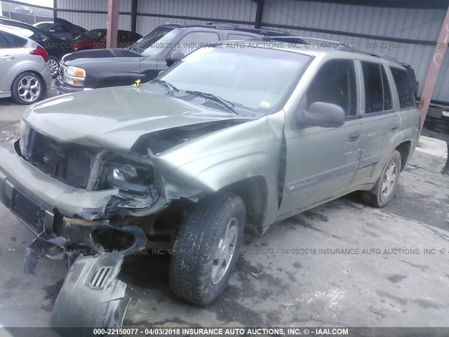 1GNDT13S242279593 - 2004 CHEVROLET TRAILBLAZER LS/LT GREEN photo 2