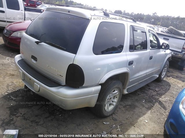 1D4HS48N13F508339 - 2003 DODGE DURANGO SLT SILVER photo 4