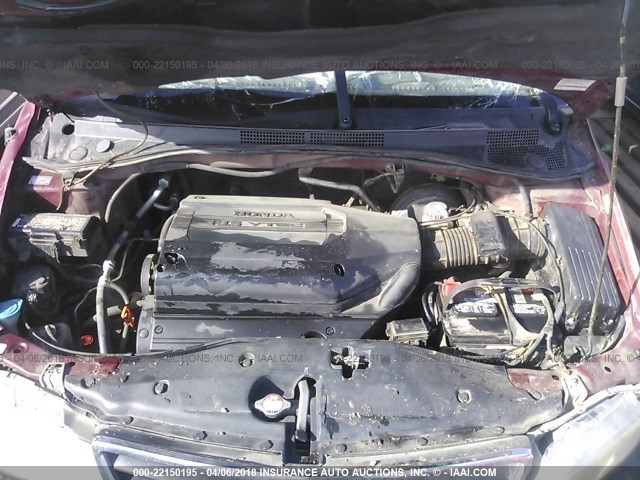 5FNRL18004B075510 - 2004 HONDA ODYSSEY EXL წითელი ფოტო 10