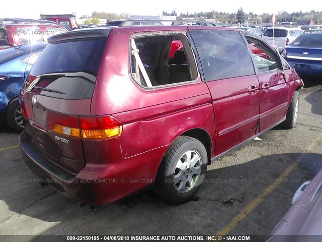 5FNRL18004B075510 - 2004 HONDA ODYSSEY EXL წითელი ფოტო 4