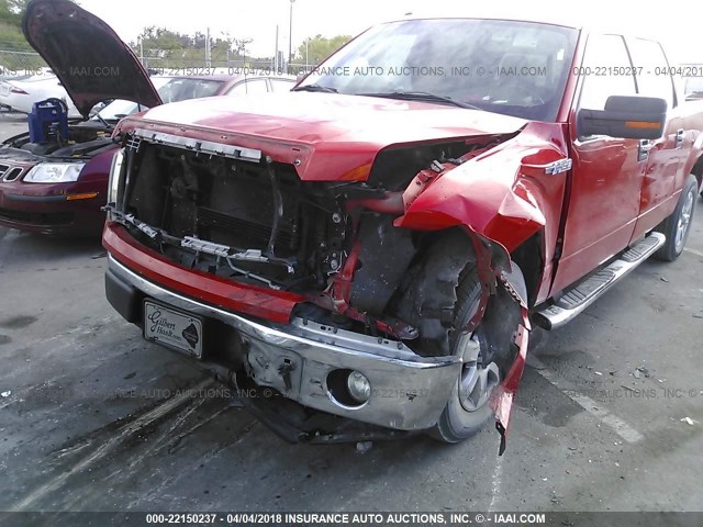 1FTFW1CF8DFA27366 - 2013 FORD F150 SUPERCREW RED photo 6