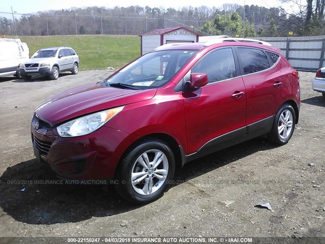 KM8JU3AC8BU257238 - 2011 HYUNDAI TUCSON GLS/LIMITED RED photo 2