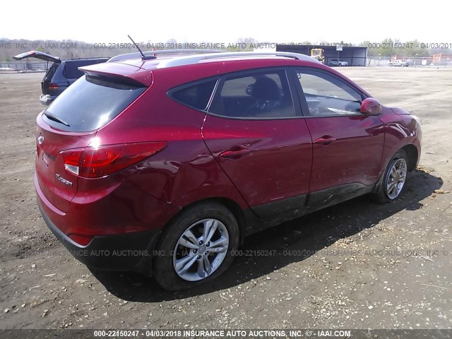 KM8JU3AC8BU257238 - 2011 HYUNDAI TUCSON GLS/LIMITED RED photo 4