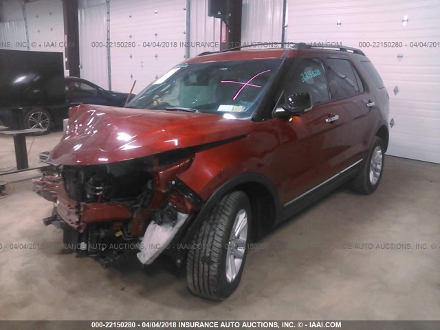 1FM5K8D82DGA82143 - 2013 FORD EXPLORER XLT RED photo 2