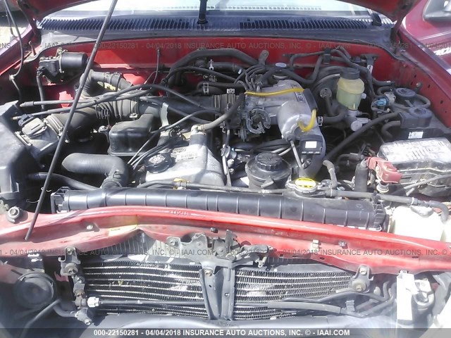 4TAWM72N5WZ123681 - 1998 TOYOTA TACOMA XTRACAB RED photo 10