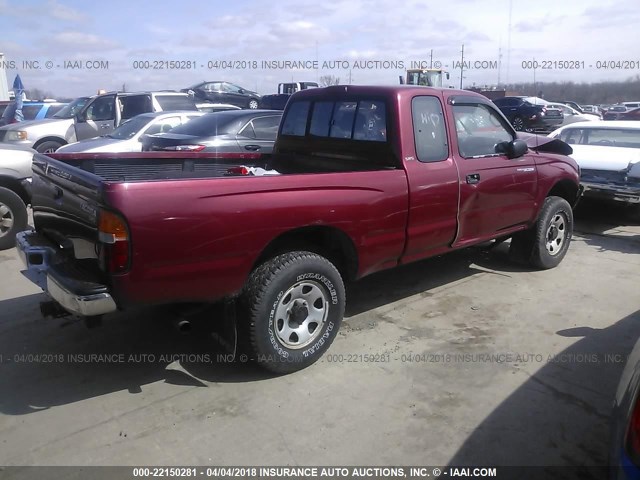 4TAWM72N5WZ123681 - 1998 TOYOTA TACOMA XTRACAB RED photo 4