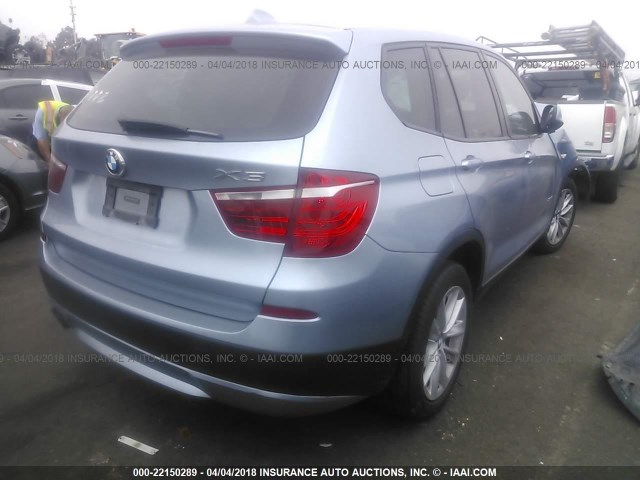 5UXWX9C59D0D08616 - 2013 BMW X3 XDRIVE28I Light Blue photo 4