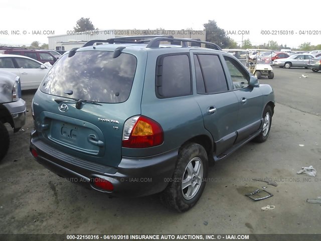 KM8SC13D23U438919 - 2003 HYUNDAI SANTA FE GLS/LX GREEN photo 4