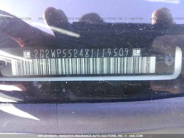 2G2WP552481119509 - 2008 PONTIAC GRAND PRIX WHITE photo 9