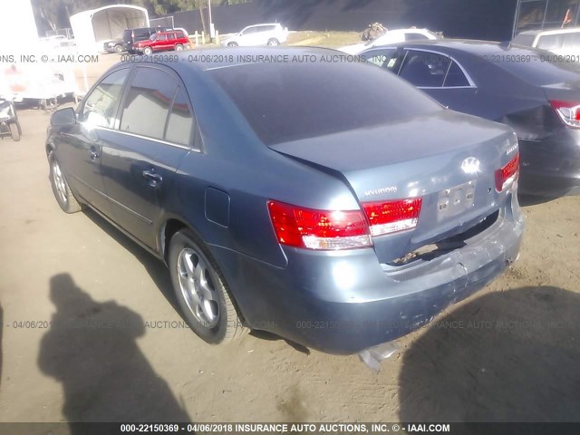 5NPEU46F56H102936 - 2006 HYUNDAI SONATA GLS/LX BLUE photo 3