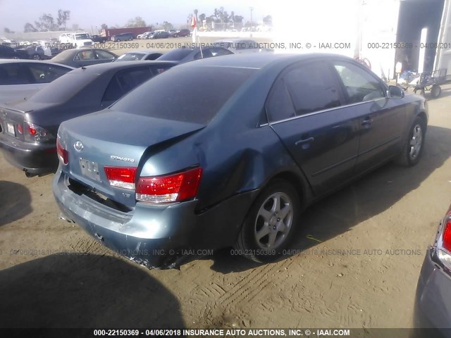 5NPEU46F56H102936 - 2006 HYUNDAI SONATA GLS/LX BLUE photo 4