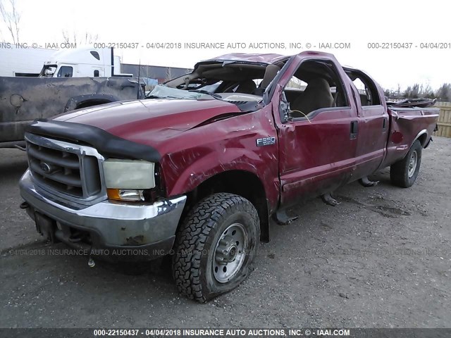 1FTSW31F21EC19543 - 2001 FORD F350 SRW SUPER DUTY MAROON photo 2