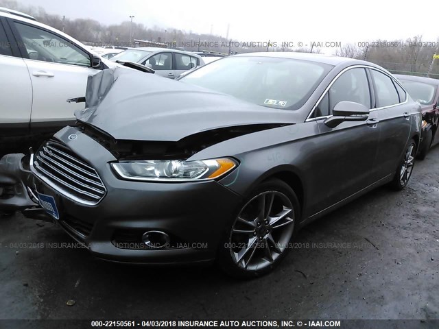 3FA6P0K91ER230421 - 2014 FORD FUSION TITANIUM GRAY photo 2