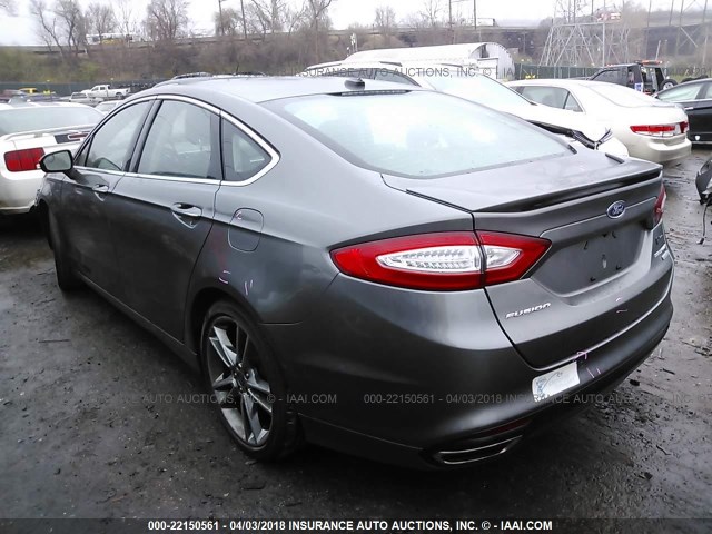 3FA6P0K91ER230421 - 2014 FORD FUSION TITANIUM GRAY photo 3