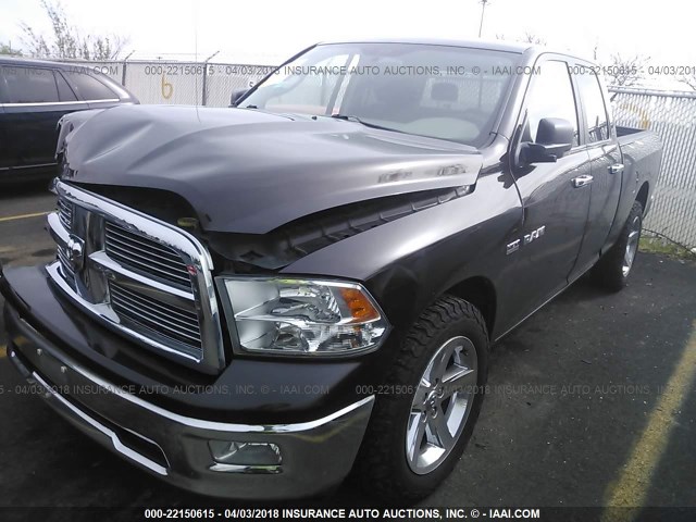 1D7RV1GT1AS240880 - 2010 DODGE RAM 1500 BLACK photo 2