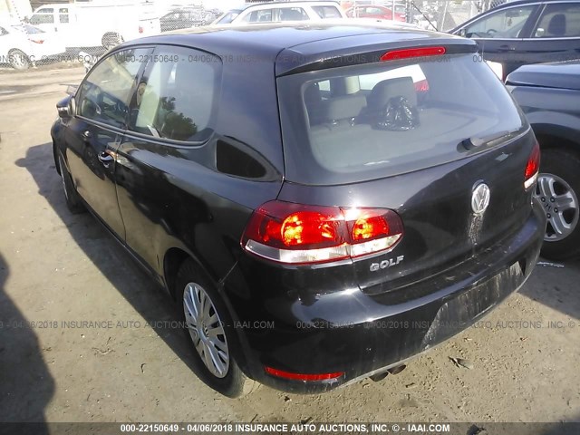 WVWBB7AJ9BW113142 - 2011 VOLKSWAGEN GOLF BLACK photo 3