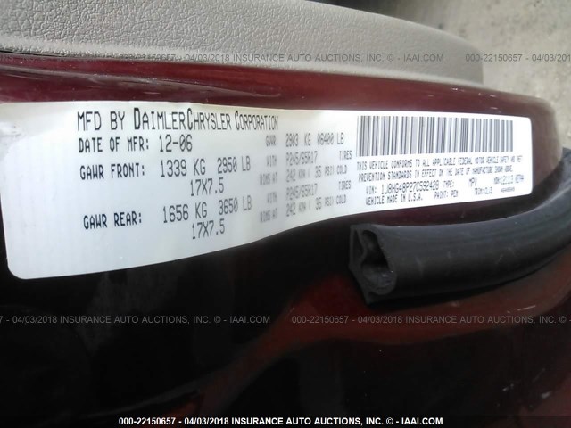 1J8HG48P27C592428 - 2007 JEEP COMMANDER RED photo 9