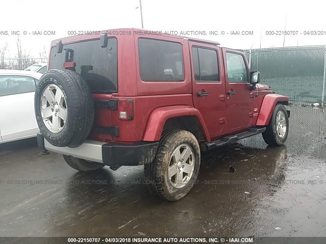 1C4BJWEG9DL604536 - 2013 JEEP WRANGLER UNLIMITE SAHARA MAROON photo 4