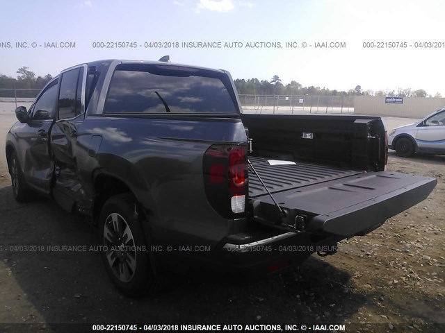 5FPYK2F61JB000832 - 2018 HONDA RIDGELINE RTL GRAY photo 3