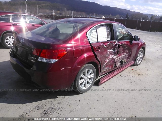 4S3BMBC61B3228776 - 2011 SUBARU LEGACY 2.5I PREMIUM RED photo 4