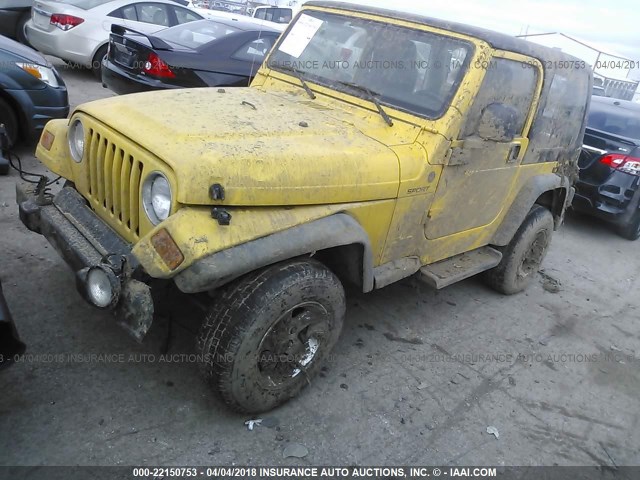 1J4FA49S14P771965 - 2004 JEEP WRANGLER / TJ SPORT YELLOW photo 2