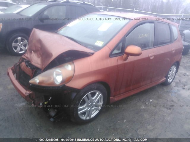 JHMGD38657S052931 - 2007 HONDA FIT S ORANGE photo 2