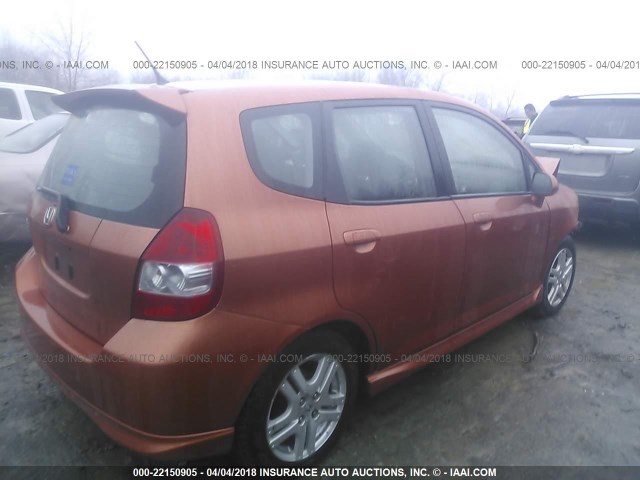 JHMGD38657S052931 - 2007 HONDA FIT S ORANGE photo 4