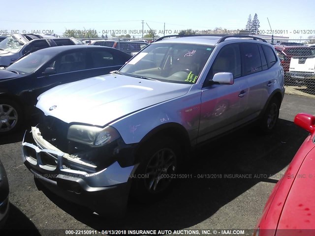 WBXPA73474WC43932 - 2004 BMW X3 2.5I Light Blue photo 2