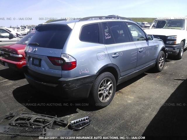 WBXPA73474WC43932 - 2004 BMW X3 2.5I Light Blue photo 4