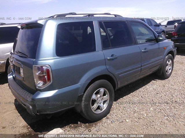 5FNYF28487B033876 - 2007 HONDA PILOT EX BLUE photo 4