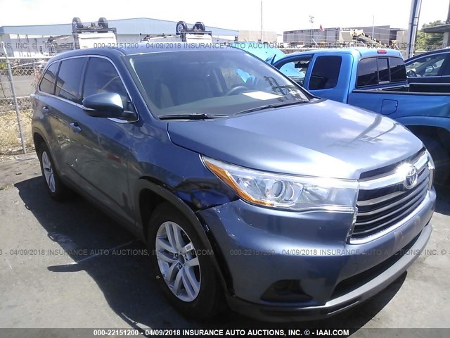 5TDZKRFH7FS066148 - 2015 TOYOTA HIGHLANDER LE/LE PLUS BLUE photo 1