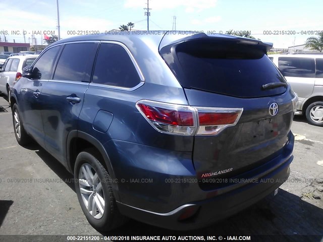 5TDZKRFH7FS066148 - 2015 TOYOTA HIGHLANDER LE/LE PLUS BLUE photo 3