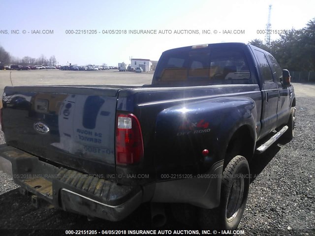 1FTWW33R28EA89279 - 2008 FORD F350 4X4 CREWCAB SUPER DUTY BLUE photo 4